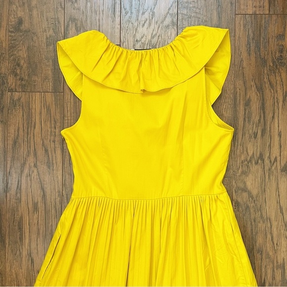 Kate Spade • Poplin Ruffle Tiered Dress mustard yellow gold cotton maxi midi - Picture 13 of 14